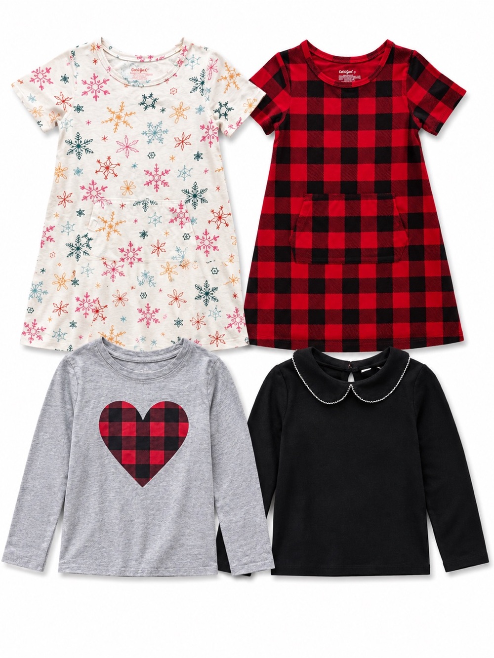 Girls 5T Clothing Bundle Fall Winter outfits, dresses, tops, plaid & snowflake